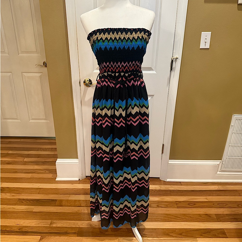 Living Doll Strapless Zigzag Maxi Dress